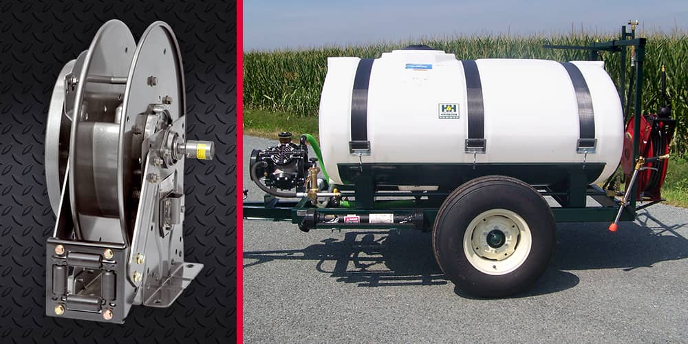 The Poultry Quik Wash features a tank, pump, and N716 reel from Hannay Reels.