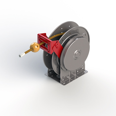 25 ft (3/8 in I.D.), 1/4 in MNPT, Spring Return Hose Reel - 45UZ32