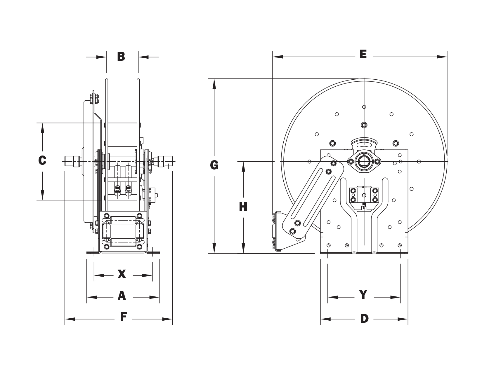 Hannay N400 Series Oxygen/Acetylene Spring Rewind Gas Welding Reels - Reel  with grade R twin hose - 3/8 x 50' - John M. Ellsworth Co. Inc.